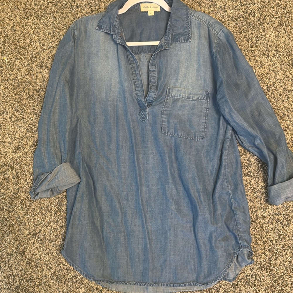 Anthropologie Cloth & Stone Tencel Chambray Tunic